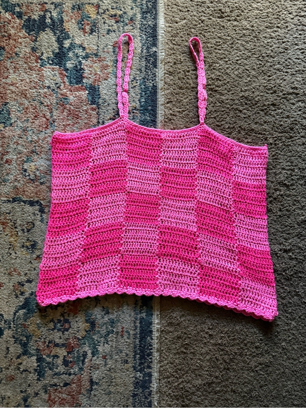 PINK LILY | Checkered Knit Tank